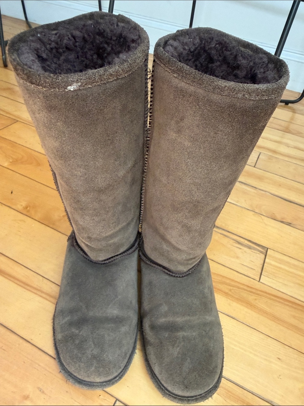 BearPaw Tall Suede Winter Boots — dark Brown